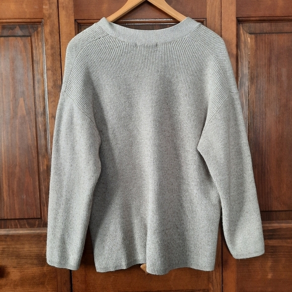 Liz Claiborne Collection wool cashmere blend tan ribbed knit cardigan sweater M - Picture 8 of 11